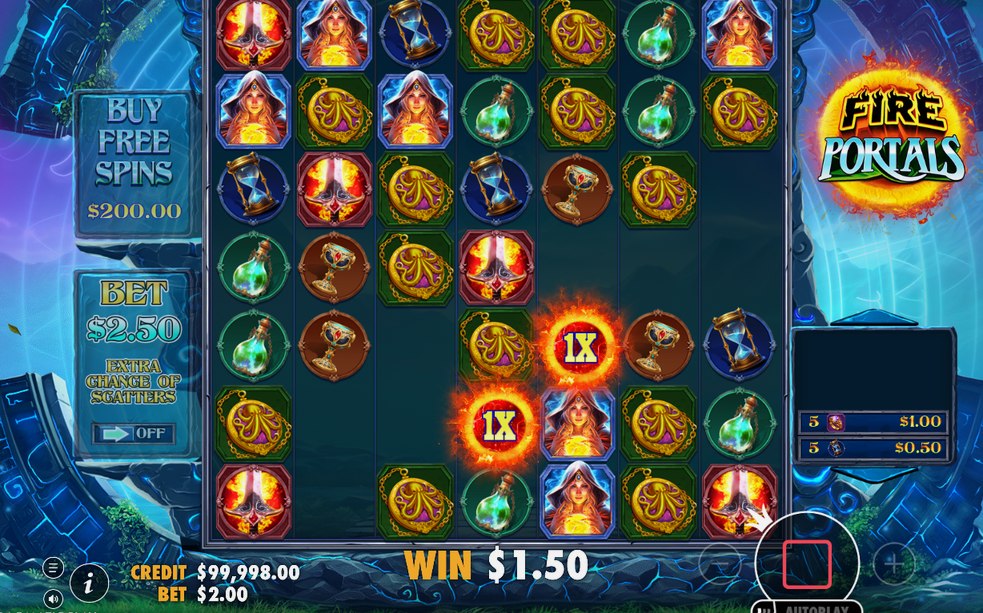 7x7 base game grid with cluster pays