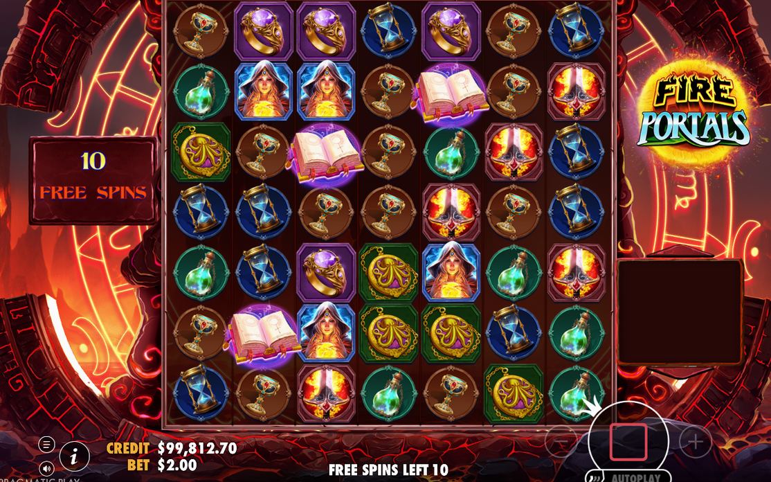 Free Spins round: Fire Portal Wilds stay on screen